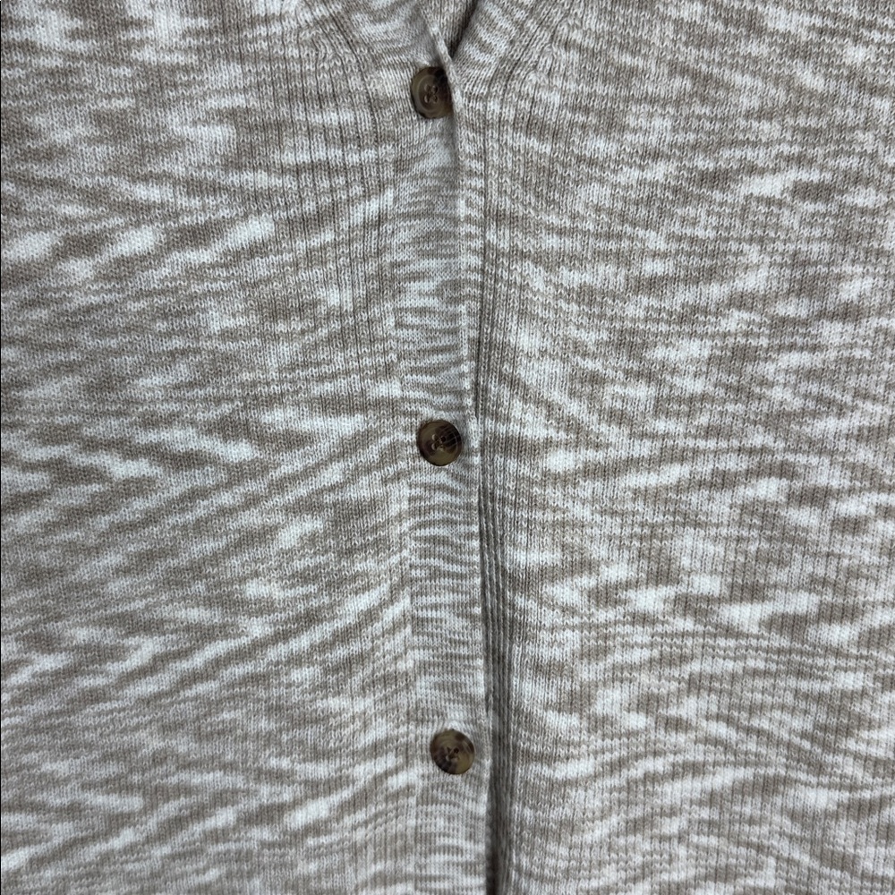 Market & Spruce Marbled Tan & Cream V-Neck Button Down Cardigan Size Medium - Picture 4 of 9